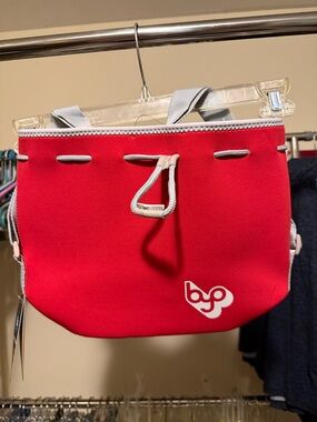 Byo by BUILT Red Neoprene Tote Bag with Gray Trim